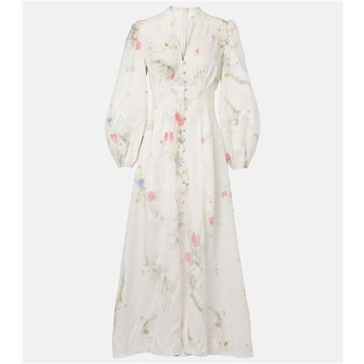 Zimmermann abito lungo lucky in lino con pizzo