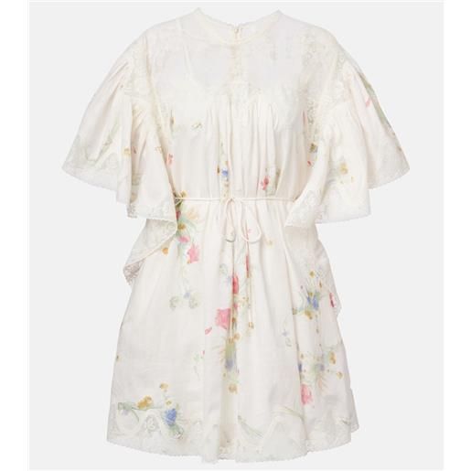 Zimmermann miniabito lucky in lino con pizzo