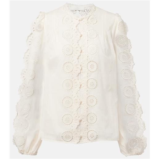Zimmermann blusa in pizzo di cotone