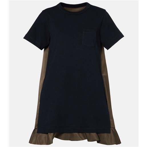 Sacai abito corto in jersey e twill