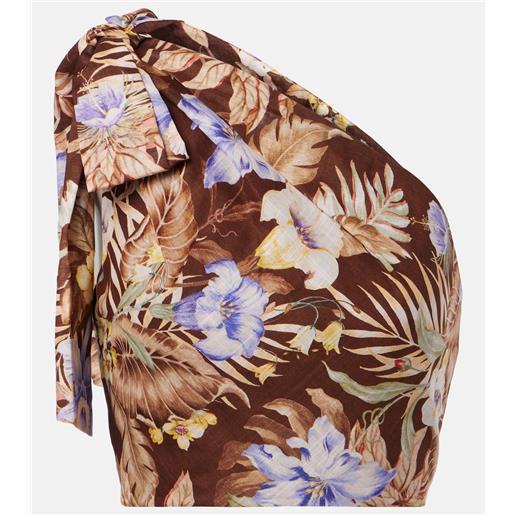Zimmermann top monospalla coco in cotone con stampa
