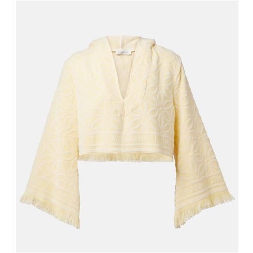 Zimmermann top cropped coco in cotone con cappuccio