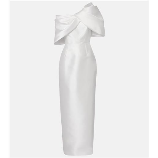 Solace London bridal - abito lungo asimmetrico davina in raso drappeggiato
