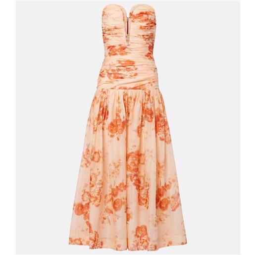 Zimmermann abito midi cascadian con stampa floreale