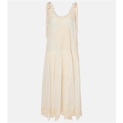 Zimmermann abito midi cascadian in pizzo di cotone