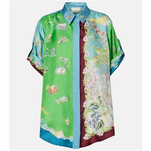 Alemais alémais camicia daria in raso di seta