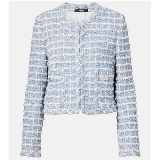 Versace giacca medusa in tweed di misto cotone