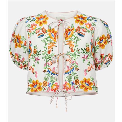 Farm Rio blusa in lino con stampa floreale