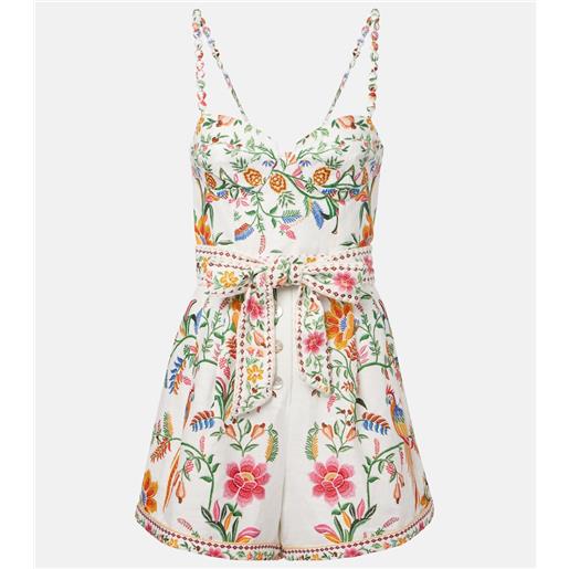 Farm Rio jumpsuit corta delicate forest in lino