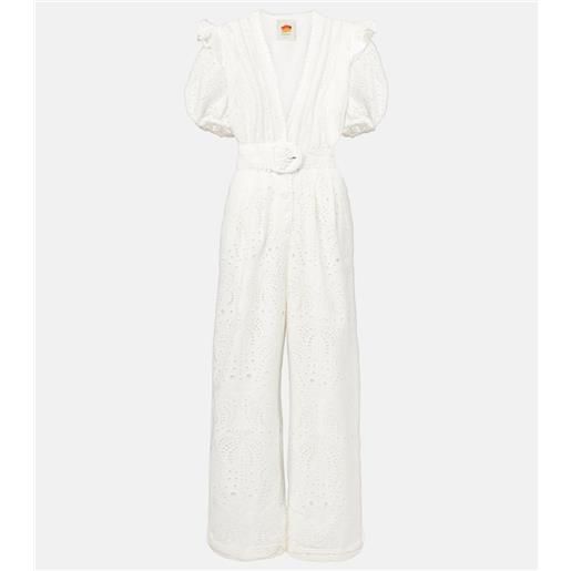 Farm Rio jumpsuit in pizzo sangallo di cotone