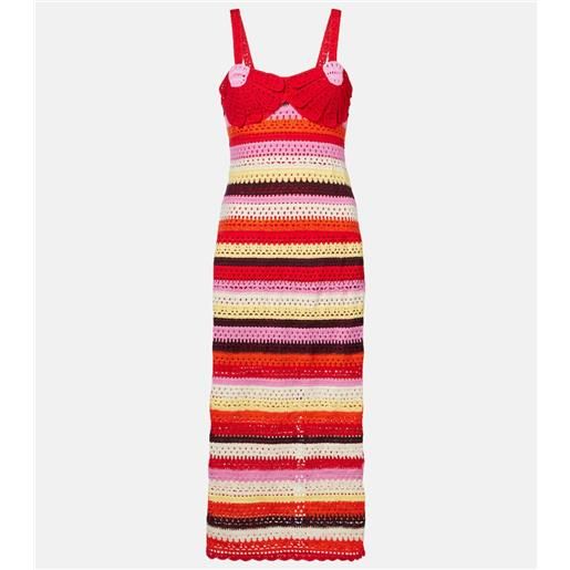 Farm Rio abito midi in crochet a righe
