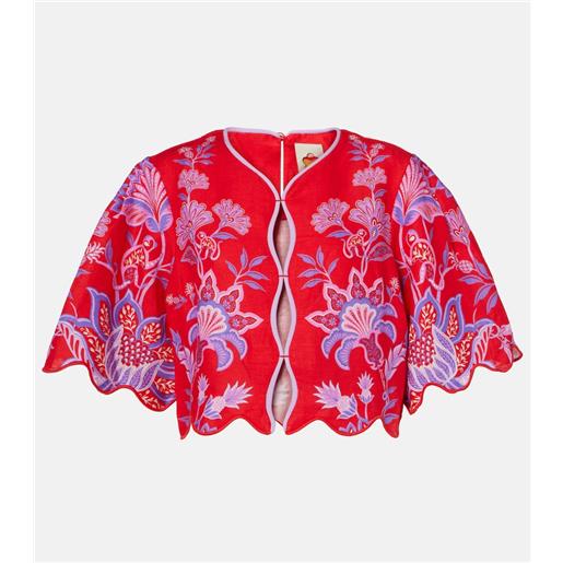 Farm Rio blusa porcelain garden in lino