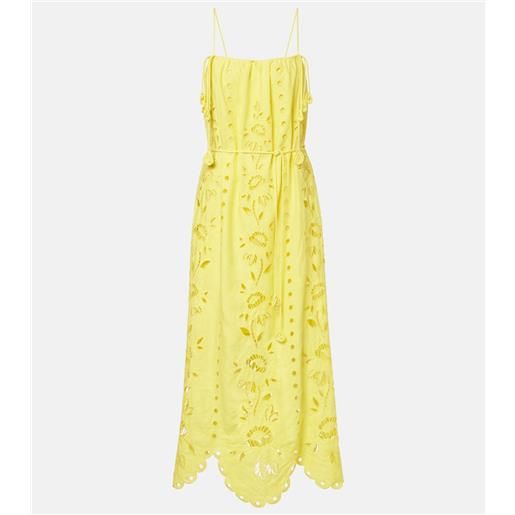 Farm Rio abito lungo richelieu in misto lino