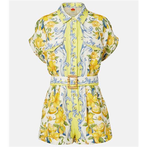 Farm Rio jumpsuit corta in lino con stampa