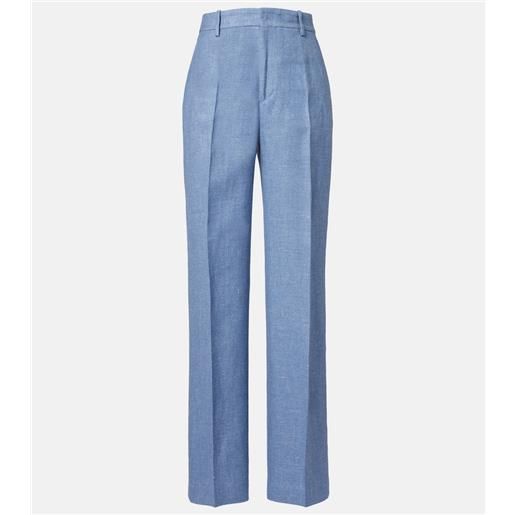 Polo Ralph Lauren pantaloni a gamba larga in twill di lino e cotone