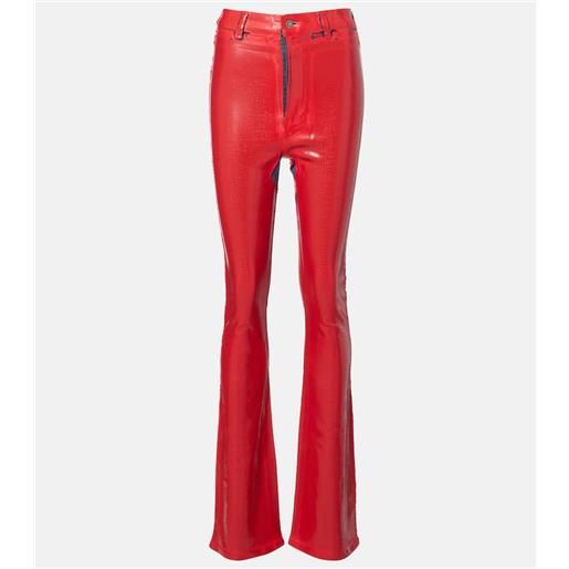 Acne Studios pantaloni flared porto in misto cotone distressed