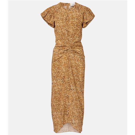 Isabel Marant abito midi terena in misto seta con stampa