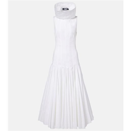 Jacquemus abito midi triana in popeline di cotone