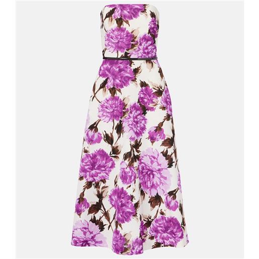 Max Mara abito midi in faillã© di misto cotone con stampa floreale