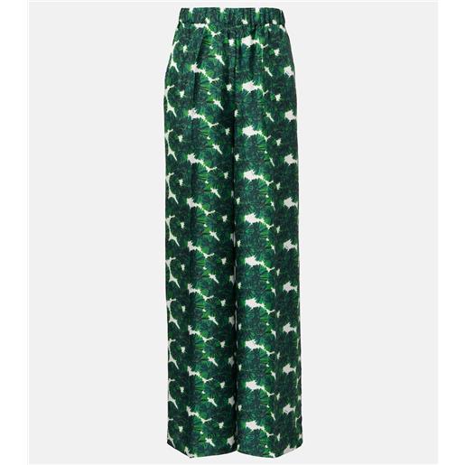 Max Mara pantaloni morena in twill di seta con stampa