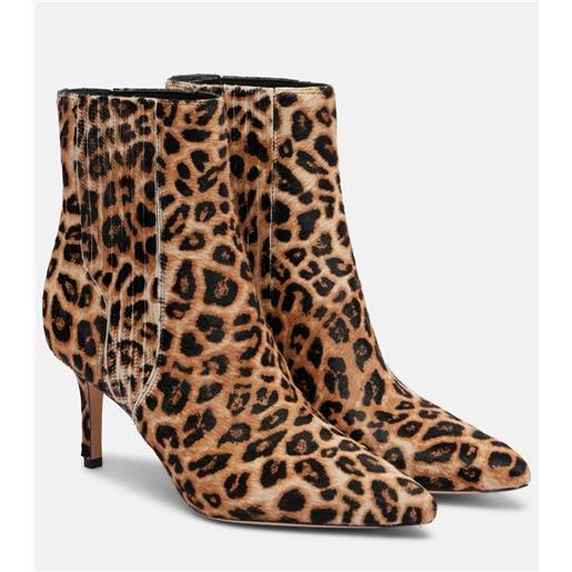 Tronchetto Donna Con Tacco A Spillo Beige Aderente A Punta Con Zip Stampa Animalier Semilucido Moda Glamour