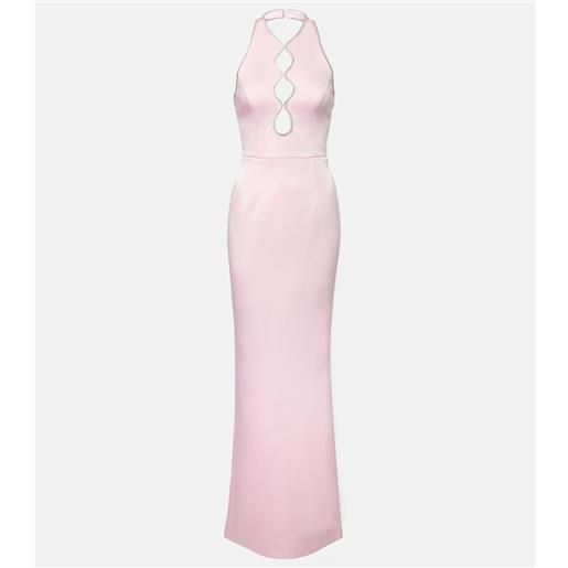 Rebecca Vallance abito lungo akari in raso con cut-out