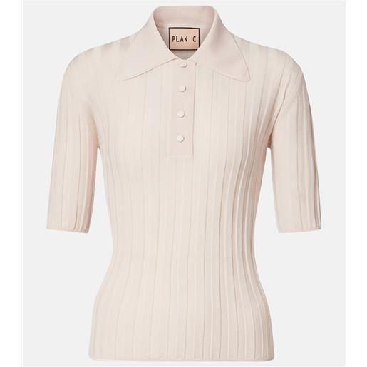 Plan C polo in maglia di lana a coste