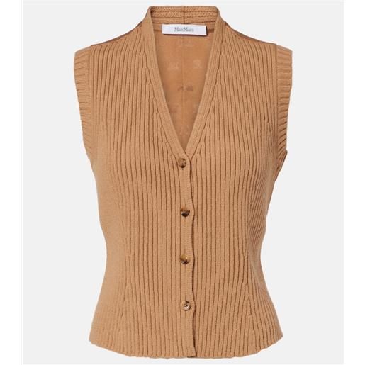 Max Mara gilet madre in misto lana e raso