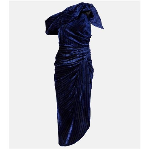 Isabel Marant abito midi monospalla cyane in velluto