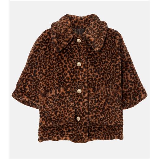 Max Mara mantella in alpaca, lana e seta con stampa leopardata