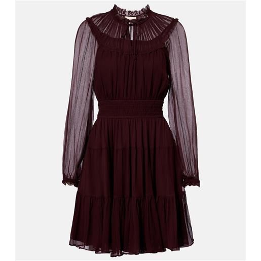 Ulla Johnson miniabito ava in chiffon di seta con fiocco