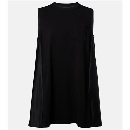 Sacai abito corto in jersey e twill