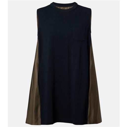 Sacai abito corto in jersey e twill