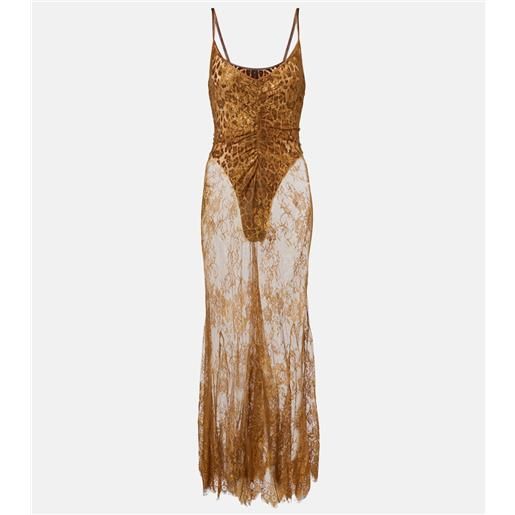 Jacques Wei abito lungo in pizzo con seta