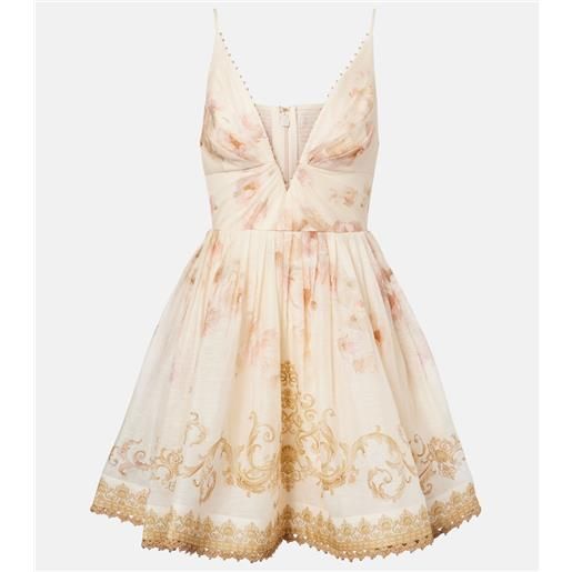 Zimmermann miniabito hypnotic in lino e seta con stampa floreale