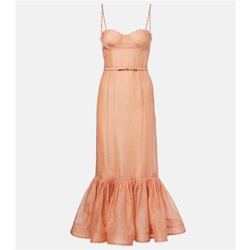 Zimmermann abito lungo hypnotic in lino e seta