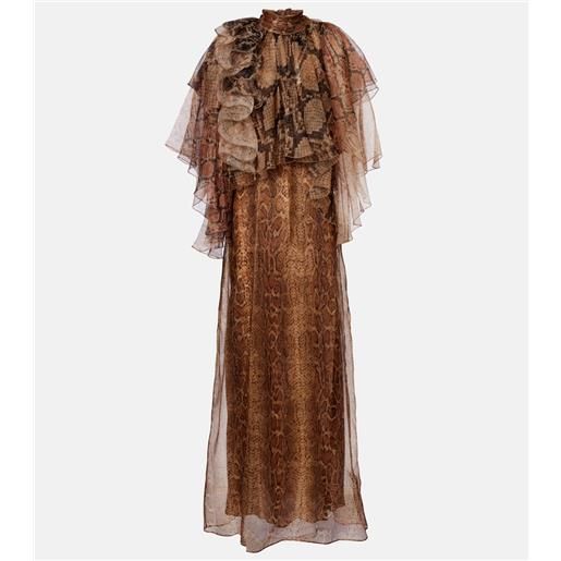 Zimmermann abito lungo memento in seta con volant