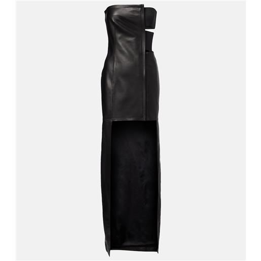 Jean Paul Gaultier abito lungo in pelle con cut-out