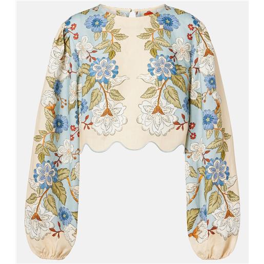 Farm Rio blusa in lino con stampa floreale