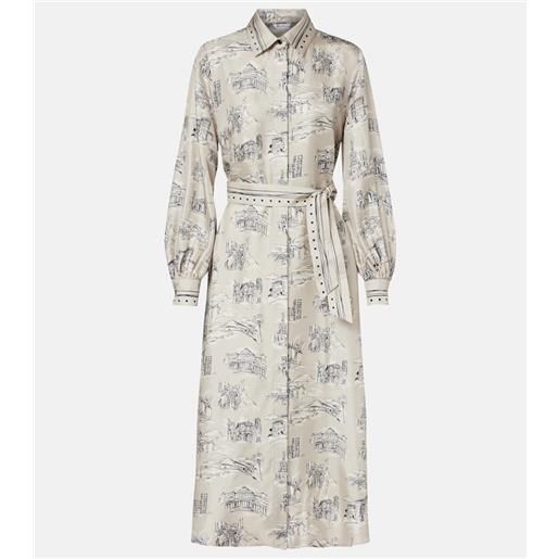 Max Mara abito midi carbone in seta con stampa