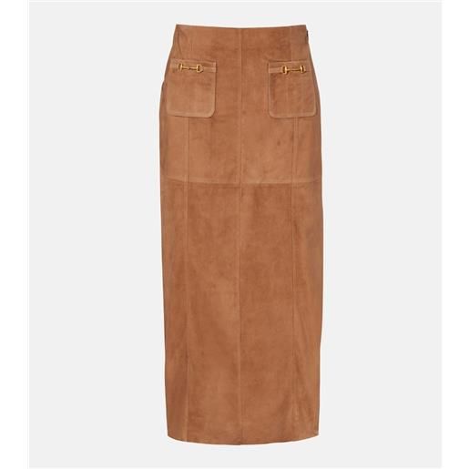 Rixo gonna lunga edwina in suede a vita alta