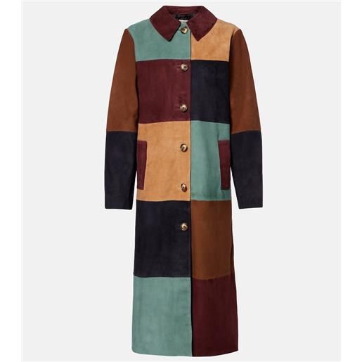 Rixo cappotto patchwork in suede