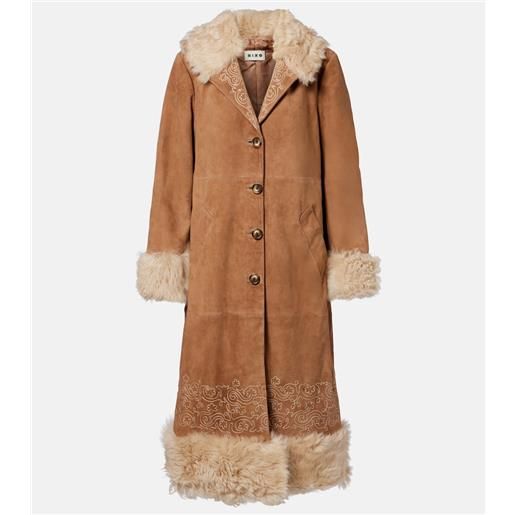 Rixo cappotto cienna in suede con ricamo