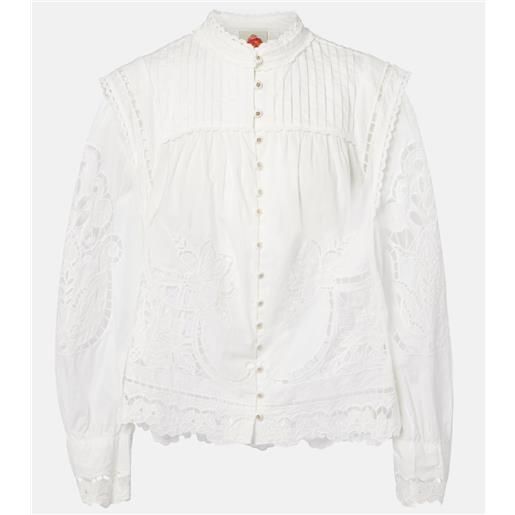Farm Rio blusa in cotone con ricamo