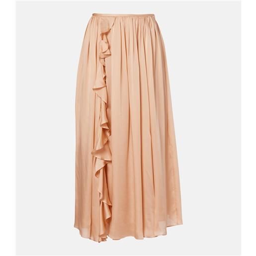 Ulla Johnson gonna midi zena in chiffon di seta con volant