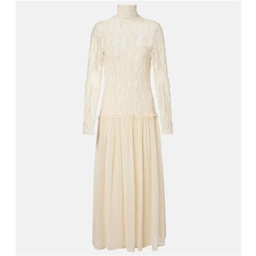 Ulla Johnson abito lungo sybil in pizzo e chiffon