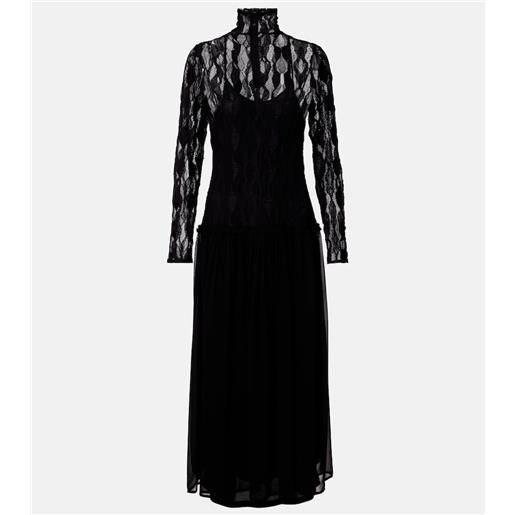 Ulla Johnson abito lungo sybil in pizzo e chiffon