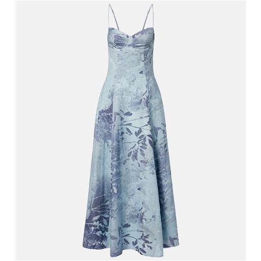 Simkhai abito bustier in lino e cotone con stampa floreale
