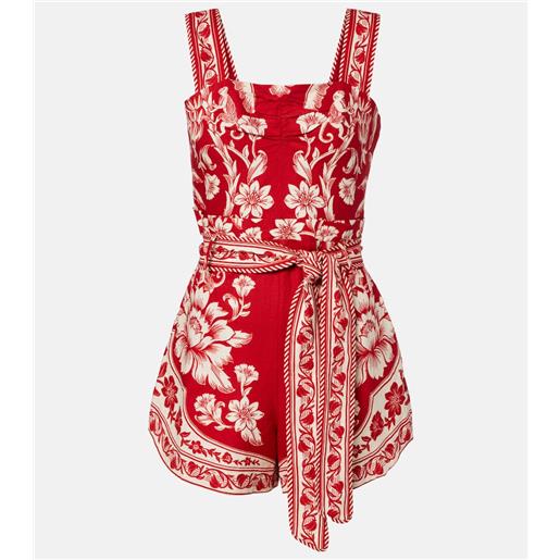 Farm Rio jumpsuit corta guanacaste red in misto lino