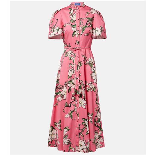 Leo Lin abito chemisier bianca in cotone con stampa floreale